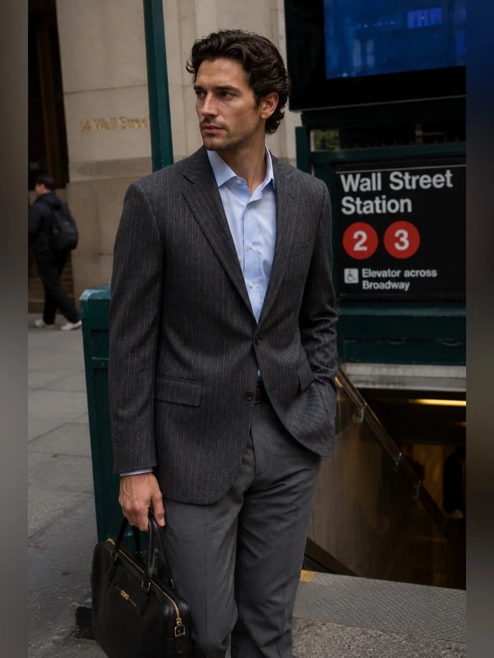 Brooks Brothers 1818 Regent Gray Pinstripe Wool Blazer Men’s 42L